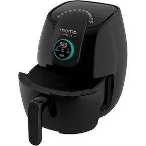 Momo Lifestyle Small Air Fryer 3.4 QT Ceramic Coated Teflon Free Compact Air Fryer 12 Preset Functions with One Touch Digital Wheel 1500W Dehydrate Defrost and Reheat Dishwasher Safe (Black Caviar)