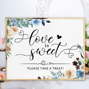 Love Is Sweet Take A Treat Wedding or Bridal Shower Candy Buffet Sign Floral Wedding Candy Favor Signs Wedding Signs 8x10inch Unframed