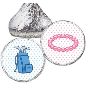 324 .75-inch Putters and Pearls Kiss Stickers - Golf Gender Reveal Party or Twin Baby Shower Labels in Saudi Arabia
