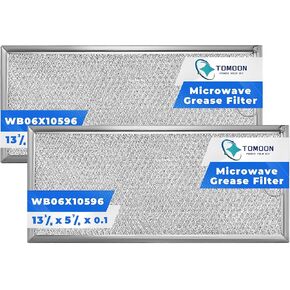 WB06X10596 Microwave Grease Filter G.E 13.3" x 5.85", Replacement for Frigi.daire Sam.Sung Microwave, Aluminum Mesh Filter Kitchen Air, Parts 1085087 AP3792368 PS952418 EAP952418(2 Pack)