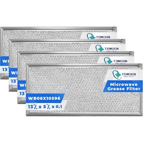 WB06X10596 فلتر الشحوم في الميكروويف G.E 13.3 بوصة × 5.85 بوصة، بديل لميكروويف فريجي.داير سام.سونغ، فلتر شبكي من الألومنيوم لهواء المطبخ، أجزاء 1085087 AP3792368 PS952418 EAP952418 (عبوتان)