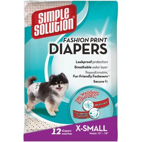 Simple Solution Fashion Print Disposable Dog Diapers, Patterned, X-Small