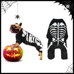 Hying Halloween زي الحيوانات الأليفة للكلاب والقطط، أزياء الهالوين الهيكلية للكلاب ملابس الحيوانات الأليفة بذلة قميص ملابس زي جمجمة هوديي ملابس الحيوانات الأليفة للقطط والجرو والكلب التنكرية (M)