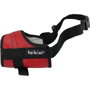 Adjustable Dog Muzzle 6 Sizes Red (XXS: 4.5"-6.5" Snout Circumf.)
