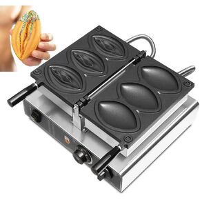 Strange Shape Waffle Maker with Removable Plates, 3pcs Commercial Abalone Shaped Waffle Maker Machine Electric, Rotating Waffle Irons Non-stick, Stainless Steel, for Restaurant, Snack Bar