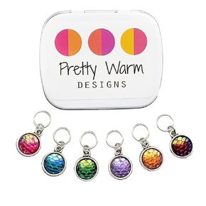 Dragon Scales and Mermaid Tails Stitch Markers for Knitting with Storage Case | Handmade by Pretty Warm Designs | Ring Knit Marker Set Snag Free Charm Stitch Counter Knitter Gift for Friends Christmas