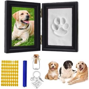 Pet Paw Print Keepsake Kit,Dog Memorial Photo Frame Dog Memorial Gifts for Paw Print Frame for Dog Cat,Personalized Gift for Pet Lovers and Memorials,Clay Imprint Kit,Wishing Bottle,Keychain