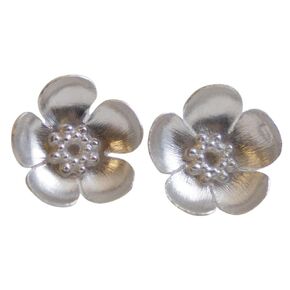 Buttercup Flower Sterling Silver Stud Earrings - Handmade Jewelry Gift Ideas for Women - Mother's Day - Birthday Present - Scandinavian Nordic Design