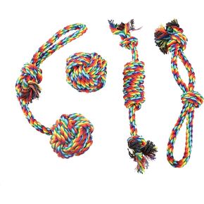 Dog Chew Toys - Cute Animal & Vegetable Puppy Chew Toys Washable Cotton Rope Toys Set for Small Dog Puppy Pet (4 Packs/Set)