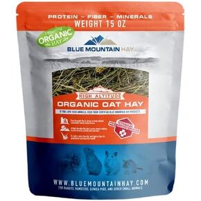 | 15 oz. Fresh Organic Oat Grass Hay | Nutritious, Delicious Meal Or Snack for Rabbits, Guinea Pigs, Chinchillas, Hamsters, Gerbils, & Other Small Pets | Available in 15 oz. & 40 oz.