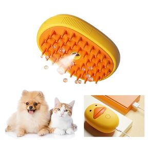 Cat Steam Brush - 3 In1 Steamy Cat Brush for Shedding, Cat Steamer Brush for Massage, Multifunctional Cat Grooming Brush, Pet Hair Removal Tool Comb for Cats and Dogs (FCYELLOW)