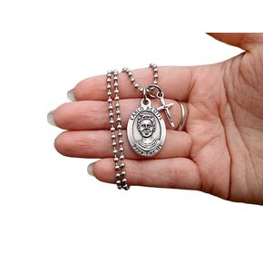 Blessed Carlo Acutis, Catholic Boys Cross, Confirmation Cross, Bl. Carlo Necklace, 2.4mm Ball Chain, Confirmation Sponsor, Patron Gamers