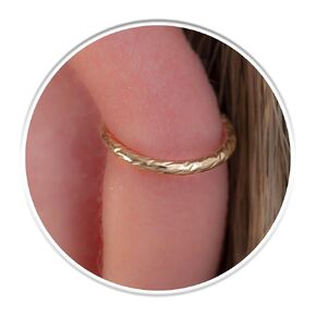 Hammered Helix Earring Hoop 20G - 14k Gold Filled Cartilage Piercing Ring - Snug Earring For Women