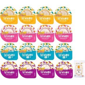 Variety Lil Soups Adult Cat Food Complement 4 Flavors 16 Containers (4) Sockeye Salmon (4) Shrimp (4) Tuna (4) Flaked Chicken with AuroraPet Wipes