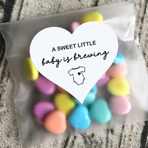 120-Pack 'A Sweet Little Baby Is Brewing' Heart-Shaped Stickers – Premium Choice for Baby Shower Decor, Gender Reveal Parties & Pregnancy Announcements