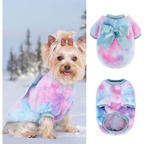 Pet Dog Clothes Dog Sweater Soft Thickening Warm Pup Dogs (Pink blue, XX-Small)