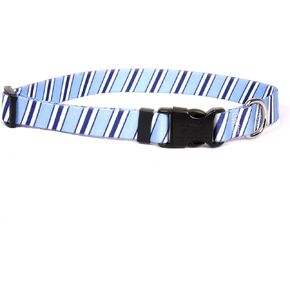 Yellow Dog Design Team Spirit Lt. Blue, Dark Blue White Dog Collar with ID Tag System-Small-3/4 Neck 10-14"
