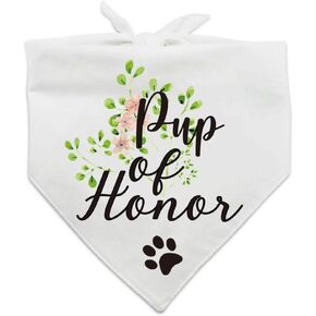 Pup of Honor, Maid of Honor Wedding Dog Bandana, Wedding Photo Prop, Pet Scarf Accessories, Coral Wedding Bandana