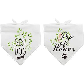 Pup of Honor, Maid of Honor Wedding Dog Bandana, Wedding Photo Prop, Pet Scarf Accessories, Coral Wedding Bandana