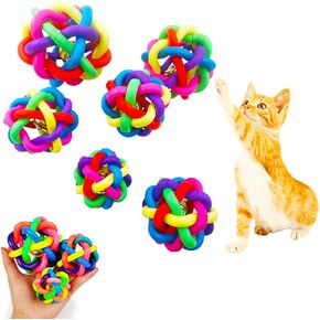 Wiggle Ball Dog Toy 6 Sizes, Pet Toys Colorful Interactive Balls with Bell