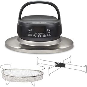 Hamilton Beach Air Fryer Lid, Fits 6 Quart Oval Slow Cooker Crock, with Fry Basket and Tray, Works with Multiple Brands (33602), BLACK