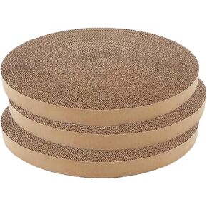 Cat Scratching Board for Indoor Cats,Scratch Pad Pro for Cats,Round Cat Scratcher Refill,Natural Recycled Corrugated Cardboard Supports Pet Behavior and Relieves Stress- 3 Count