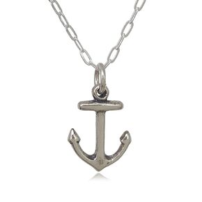 Sterling Silver Tiny Anchor Nautical Hope and Safety Charm Necklace, 18"