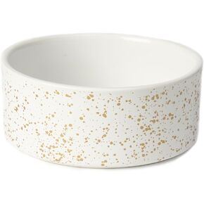 PetRageous 18432 Speckles Round Stoneware Dog Bowl 5-Inch Width and 2-Inch Height 2-Cups Capacity, White