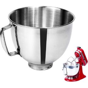 K45SS Stainless Steel Mixer Bowl for Kitchenaid 4.5-5Quart Stand Mixer, Compatible with Kitchen aid Mixer Accessories