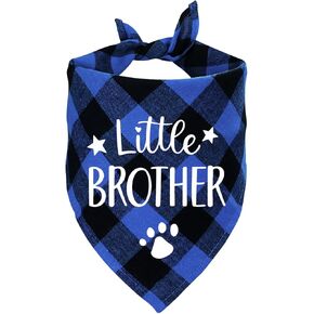 Funny Little Brother Blue Cotton Triangle Pet Dog Bandana Pet Dog Bibs Scarf, Small Medium Large Boy Pet Dog Birthday Party Props for Pet Dog Lovers Gift