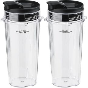 Replacement Parts 2PCS Single Serve Blender Cups with Slip & Seal Lids,Compatible with Nutri Ninja Blenders BL660 BL810 QB3000 BL770 BL780 BL740 (16oz)