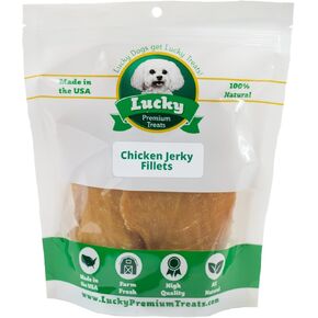 Lucky Premium Treats Chicken Jerky Fillets – Chicken Jerky Dog Treats Made with Sliced Lean Dehydrated Chicken Breast (7 oz)
