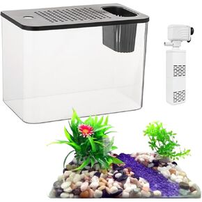 عدة حوض السمك الصغيرة، 3 جالون بيتا خزان الأسماك مجموعات بداية خزان الأسماك - مضخة المياه، والأعشاب الزخرفية، والأحجار ديكور سطح المكتب لديكور غرفة المنزل والمكتب in Kuwait