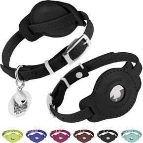 CollarDirect Airtag Cat Colar with QR Tag and Bell - Leather Cat Collar with Airtag Holder and Elastic Strap for Kittens, Small Big Cats - Cat Airtag Collar for Girl Boy Cat (Mint Green, XS)