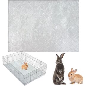 BNOSDM 79x55 in Rabbit Cage Liners Washable Bunny Mats Reusable Floor Protect Rug with Anti Slip Bottom, Large Pet Rabbit Whelping Pads for Dog Bunny Guinea Pig Ferret, Grey