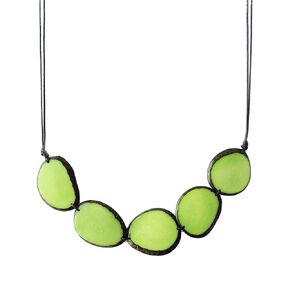 Tagua Necklace Chips in Green Handmade Fairtrade, Adjustable by Florama Natural Jewelry