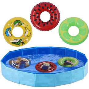 Bearded Dragon Swimming Pool with Inflatable Float Set - Foldable Collapsible Bathing Cooling Pool Bath Tub Reptile Collar Ring for Lizard Amphibians Grooming Health Supplies (30x10cm(11.8''x3.9''))
