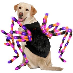 Furry Giant Spider Halloween Costume for Medium Large Dogs Funny Halloween Costume Party Cosplay, Halloween Costume for Dog, Dog Spider Costume, Orange