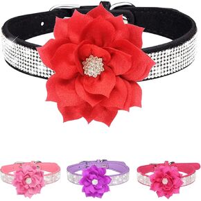 Rhinestone Dog Collar for Small Medium Dogs Pink XS Dog Collar for Girl Female Dogs Flower Puppy Collar for Summer Spring Wedding Puppy Necklace Girl Dog Collar (Pink, XS)