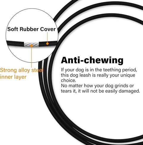6FT Chew Proof Dog Leashes with Two Comfortable Padded Handles, Heavy Duty Steel for Large or Medium Dogs Walking and Training Control, Traffic Metal Lead Rope with Rotate Clasp for Puppies -BK in Saudi Arabia