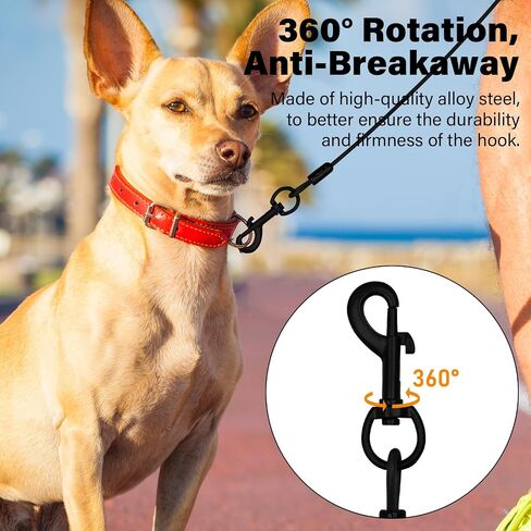 6FT Chew Proof Dog Leashes with Two Comfortable Padded Handles, Heavy Duty Steel for Large or Medium Dogs Walking and Training Control, Traffic Metal Lead Rope with Rotate Clasp for Puppies -BK in Saudi Arabia