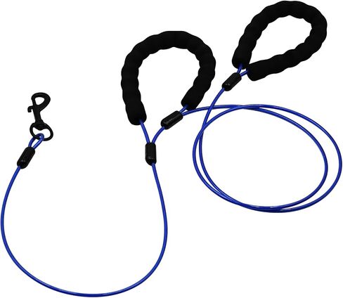 6FT Chew Proof Dog Leashes with Two Comfortable Padded Handles, Heavy Duty Steel for Large or Medium Dogs Walking and Training Control, Traffic Metal Lead Rope with Rotate Clasp for Puppies -BK in Saudi Arabia