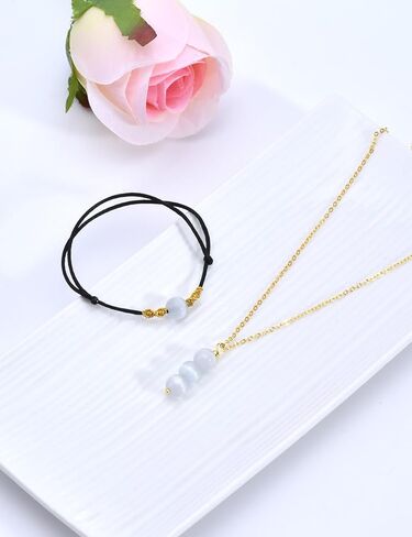 سوار قلادة من حجر القمر، هدايا بدايات جديدة للنساء، قلادة كريستال كوارتز شفافة، هدايا ملهمة للنساء، قلادة من حجر السيلينيت، مجوهرات من حجر القمر للفتيات والأصدقاء كهدايا جوهرة ميلاد يونيو in Kuwait