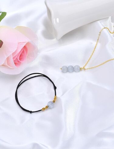 سوار قلادة من حجر القمر، هدايا بدايات جديدة للنساء، قلادة كريستال كوارتز شفافة، هدايا ملهمة للنساء، قلادة من حجر السيلينيت، مجوهرات من حجر القمر للفتيات والأصدقاء كهدايا جوهرة ميلاد يونيو in Kuwait