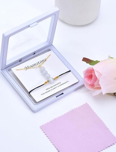 سوار قلادة من حجر القمر، هدايا بدايات جديدة للنساء، قلادة كريستال كوارتز شفافة، هدايا ملهمة للنساء، قلادة من حجر السيلينيت، مجوهرات من حجر القمر للفتيات والأصدقاء كهدايا جوهرة ميلاد يونيو in Kuwait