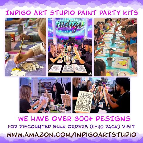 Indigo Art Studio Pre Drawn Canvas Painting for Kids | Stretched & Stenciled | Art Activity Summer Camps | Paris Eiffel Coloring | DIY Birthday Gift & Sip and Paint Party Favor (8x10 Inches) in Saudi Arabia