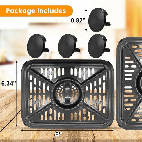 قطع غيار مقلاة الهواء لمقلاة الهواء Ninja Foodi DZ090 6QT DZ201 DZ100 8QT DualZone، قطعتان من ملحقات مقلاة الهواء غير اللاصقة للطعام، صينية شواء وطبق هش، صينية رف أطباق، آمنة للاستخدام في غسالة الأطباق in Kuwait