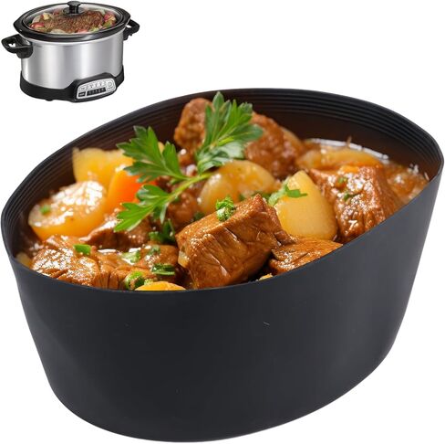 بطانات الطبخ البطيء من السيليكون، بطانة وعاء الفخار قابلة لإعادة الاستخدام لطباخات الطبخ البطيئة البيضاوية 7-8QT، بطانات الطبخ البطيء من السيليكون بدرجة الطعام، بطانة وعاء الفخار المقاوم للتسرب، آمنة للاستخدام في غسالة الأطباق in Kuwait