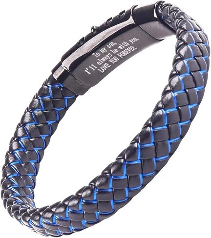 To My Daughter Blue Braided Leather Bracelet Love You Forever Adjustable Cuff Bangle Bracelet,Men's Stainless Braided Leather Bracelet Bangle Wristband Graduation Birthday Present in Kuwait