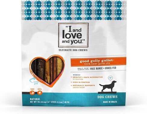 I AND LOVE AND YOU" Free Ranger Braided Bully Stix, Grain Free, Low Odor, 100% Beef Pizzle Dog Chews, Rawhide Free, 6 Inch 3 Count in Kuwait